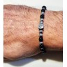 Bracciale Uomo Ananda Steel And Co AXBR02 RVN Con Pietre Nere E Rosa Dei Venti