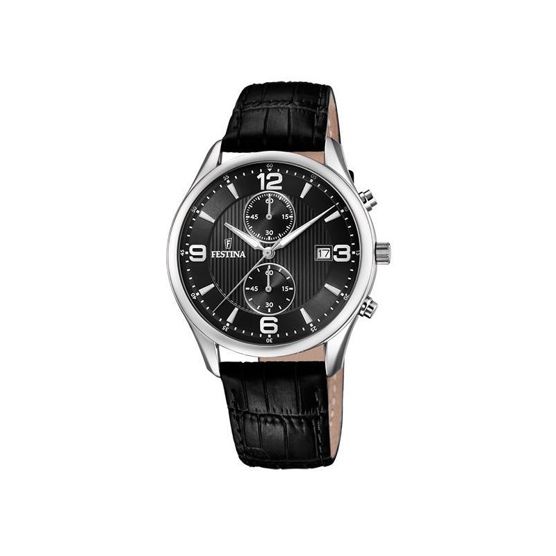 Orologio Uomo Festina F6855/8 Cronografo Classico Con Cinturino In Pelle Nera