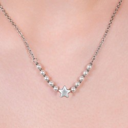 Collana Donna Luca Barra CK2070 In Acciaio Con Stella E Perline Bianche