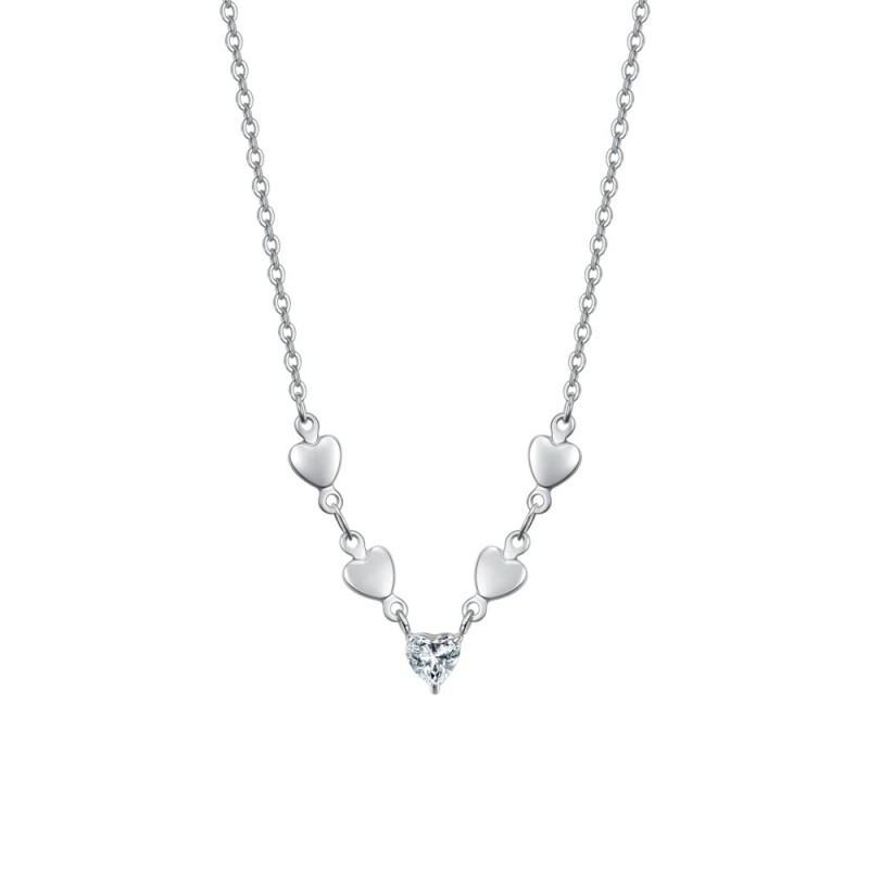 Collana Donna Luca Barra CK2077 In Acciaio Con Cuori E Zircone
