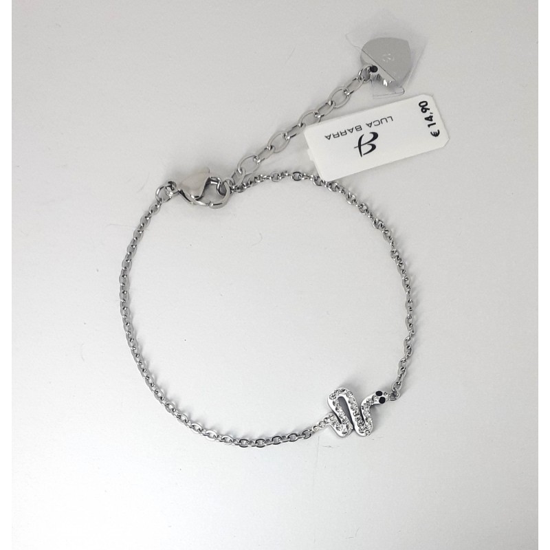 Bracciale Donna Luca Barra BK2715 In Acciaio Con Serpente E Strass