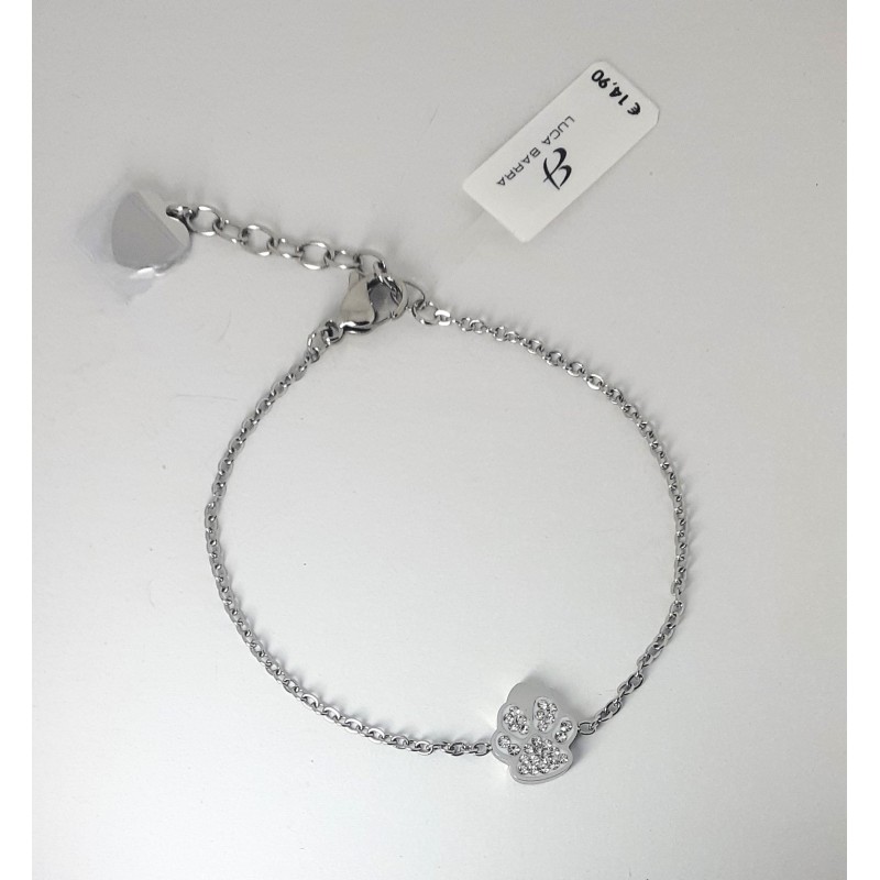 Bracciale Donna Luca Barra BK2714 In Acciaio Con Impronta Zampa E Strass
