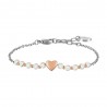 Bracciale Donna Luca Barra BK2746 In Acciaio Con Cuore Rosé E Perline Bianche