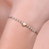Bracciale Donna Luca Barra BK2746 In Acciaio Con Cuore Rosé E Perline Bianche