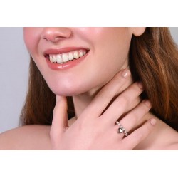 Anello Danna Luca Barra ANK550 In Acciaio Con Perline Bianche E Cuore Rosé