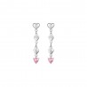 Orecchini Donna Pendenti Luca Barra OK1422 Con Cuori E Cristallo Rosa