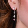 Orecchini Donna Pendenti Luca Barra OK1422 Con Cuori E Cristallo Rosa