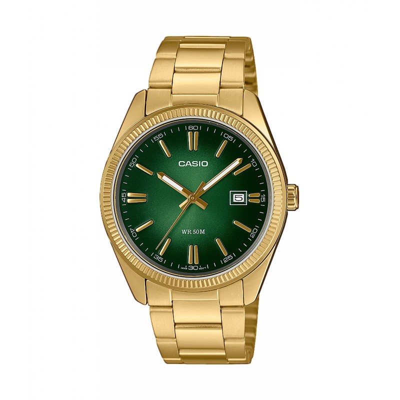 Orologio Uomo Casio MTP-1302PGC-3AVEF Con Cassa E Cinturino Dorati E Quadrante Verde