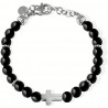 Bracciale Uomo Liu-Jo MLJ532 In Acciaio Con Croce E Sfere Nere