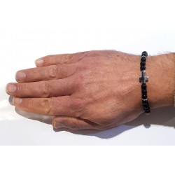 Bracciale Uomo Liu-Jo MLJ532 In Acciaio Con Croce E Sfere Nere