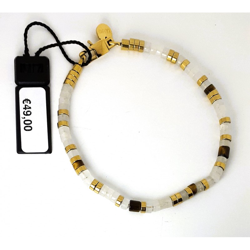 Bracciale Uomo Liu-Jo MLJ576 In Acciaio Dorato Con Pietre Occhio Di Tigre