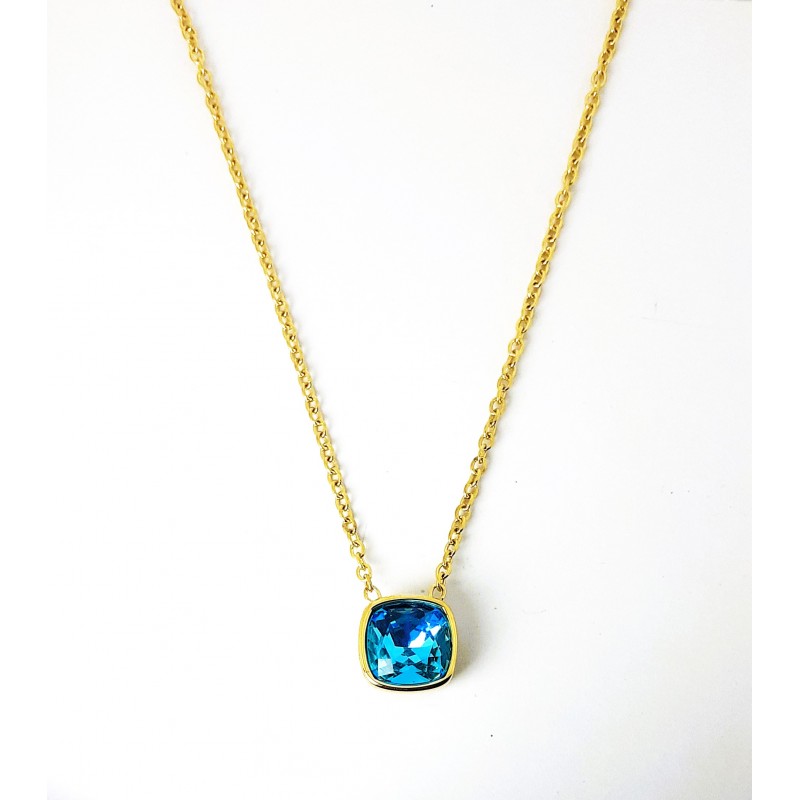 Collana Donna Liu-Jo LJ2888 In Acciaio Dorato Con Cristallo azzurro