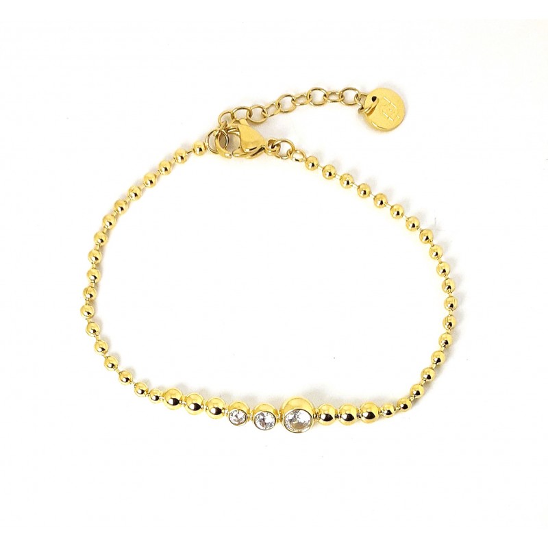 Bracciale Donna Liu-Jo LJ2830 In Acciaio Dorato A Pallini Con Cristalli Centrali