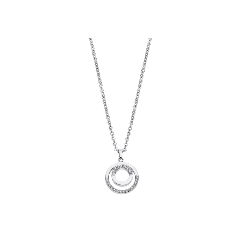 Collana Donna Lotus Style LS2180/1/1 In Acciaio Con Pendente Cerchio Con Strass
