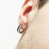 Orecchini Uomo Lotus Style LS2391/4/1 In Acciaio A Cerchio Con Striscia Nera