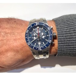 Orologio Uomo Jaguar J1022/2 Cronografo Con Quadrante Blu E Cinturino Acciaio
