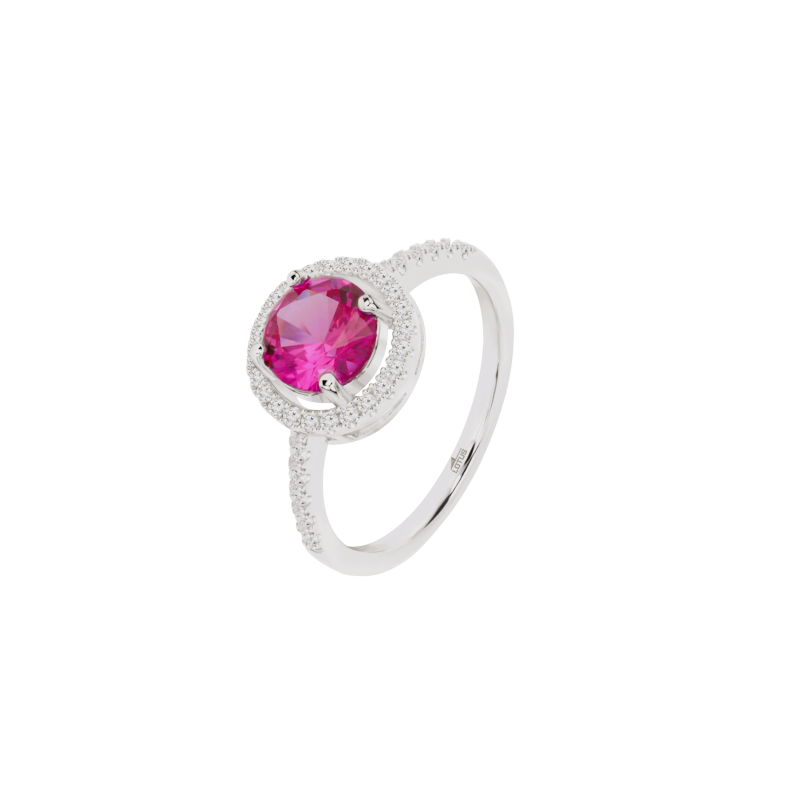 Anello Donna Lotus Silver LP3790-3/216 In Argento Con Cristallo Fucsia E Zirconi