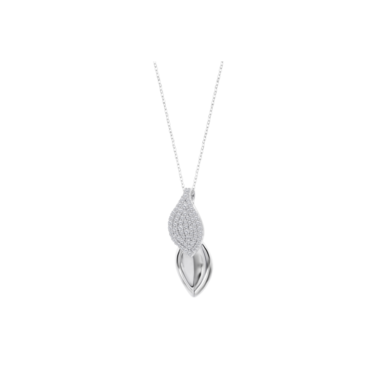 Collana Donna Lotus Silver LP3843-1/1 In Argento Con Foglie E Zirconi