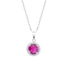 Collana Donna Lotus Silver LP3790-1/2 In Argento Con Cristallo Fucsia E Zirconi