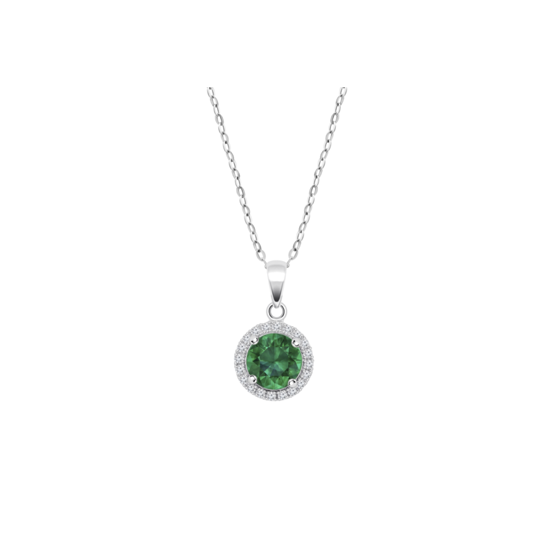Collana Donna Lotus Silver LP3790-1/3 In Argento Con Cristallo Verde E Zirconi