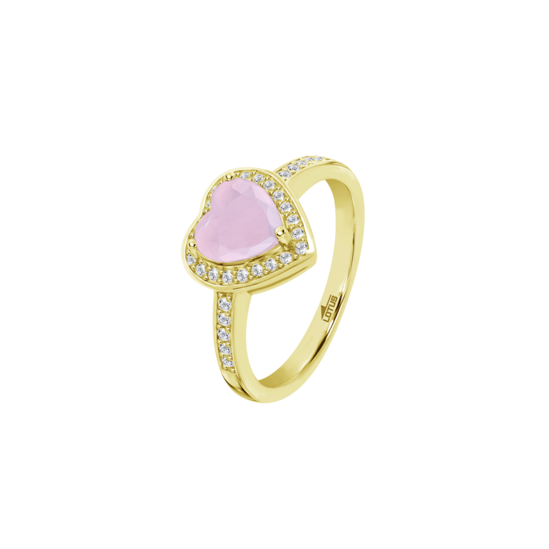 Anello Donna Lotus Silver LP3784-3/214 In Argento Dorato Con Cristallo Rosa A Cuore