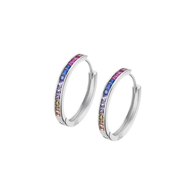 Orecchini Donna Lotus Silver LP3396-4/7 In Argento A Cerchio Con Zirconi Multicolore