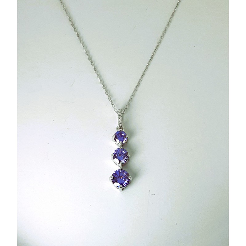 Collana Donna Lotus Silver LP3785-1/2 In Argento Con Tipo Trilogy Cristalli Viola
