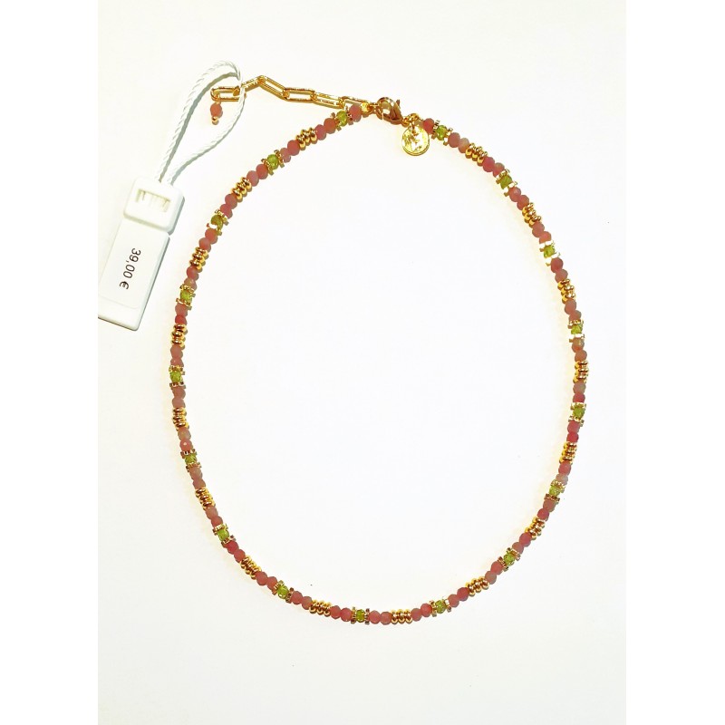 Collana Donna Liu-Jo LJ2892 In Acciaio Dorato Con Cristalli Verdi E Glicine