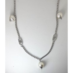Collana Lunga Donna Liu-Jo LJ2910 In Acciaio con Perle Sintetiche Bianche
