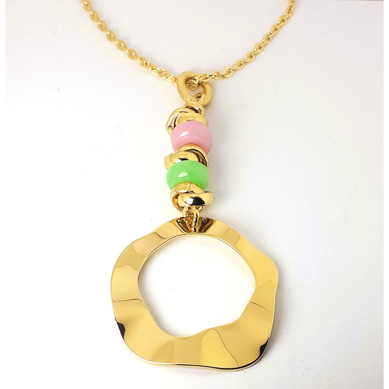 Collana Donna Lunga Gisel GBR2025 In Bronzo Dorato Con Pendente Con Pietre