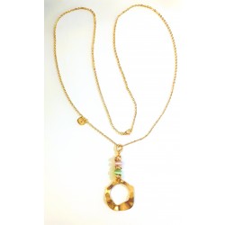 Collana Donna Lunga Gisel GBR2025 In Bronzo Dorato Con Pendente Con Pietre