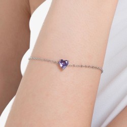 Bracciale Donna Luca Barra BK2768 In Acciaio Con Cristallo Viola A Cuore