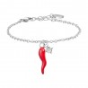 Bracciale Donna Luca Barra BK2758 In Acciaio Con Cornetto Rosso E Zircone