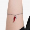 Bracciale Donna Luca Barra BK2758 In Acciaio Con Cornetto Rosso E Zircone