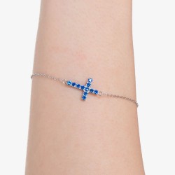 Bracciale Donna Luca Barra BK2763 In Acciaio Con Croce E Cristalli Blu