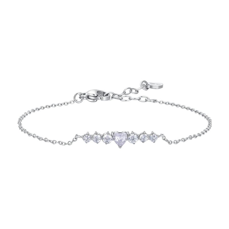 Bracciale Donna Luca Barra BK2772 In Acciaio Con Cristallo A Cuore E Zirconi