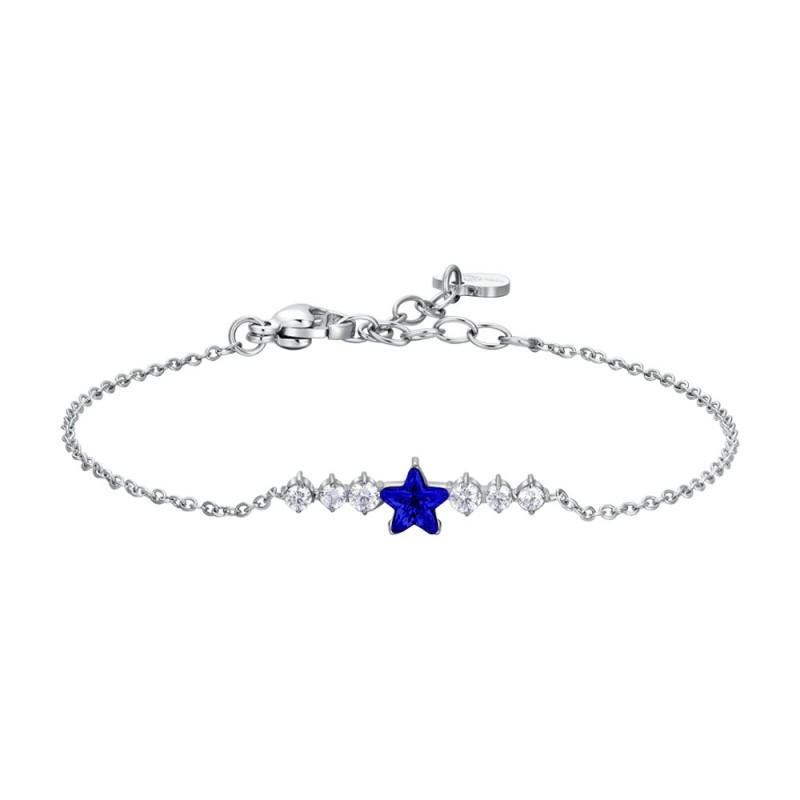 Bracciale Donna Luca Barra BK2777 In Acciaio Con Cristallo Blu A Stella E Zirconi