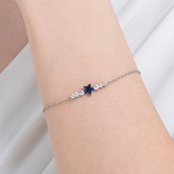 Bracciale Donna Luca Barra BK2777 In Acciaio Con Cristallo Blu A Stella E Zirconi