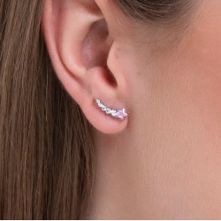 Mono Orecchino Donna Luca Barra OK1453 In Acciaio Con Cristallo Rosa A stella E Zirconi