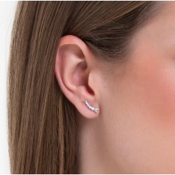 Mono Orecchino Donna Luca Barra OK1449 In Acciaio Con Cristallo A Cuore E Zirconi