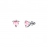 Orecchini Donna Luca Barra OK1433 In Acciaio Punto Luce Con Cristallo Rosa A Cuore