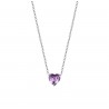 Collana Donna Luca Barra CK2094 In Acciaio Con Cristallo Viola A Cuore
