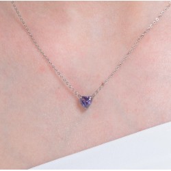Collana Donna Luca Barra CK2094 In Acciaio Con Cristallo Viola A Cuore