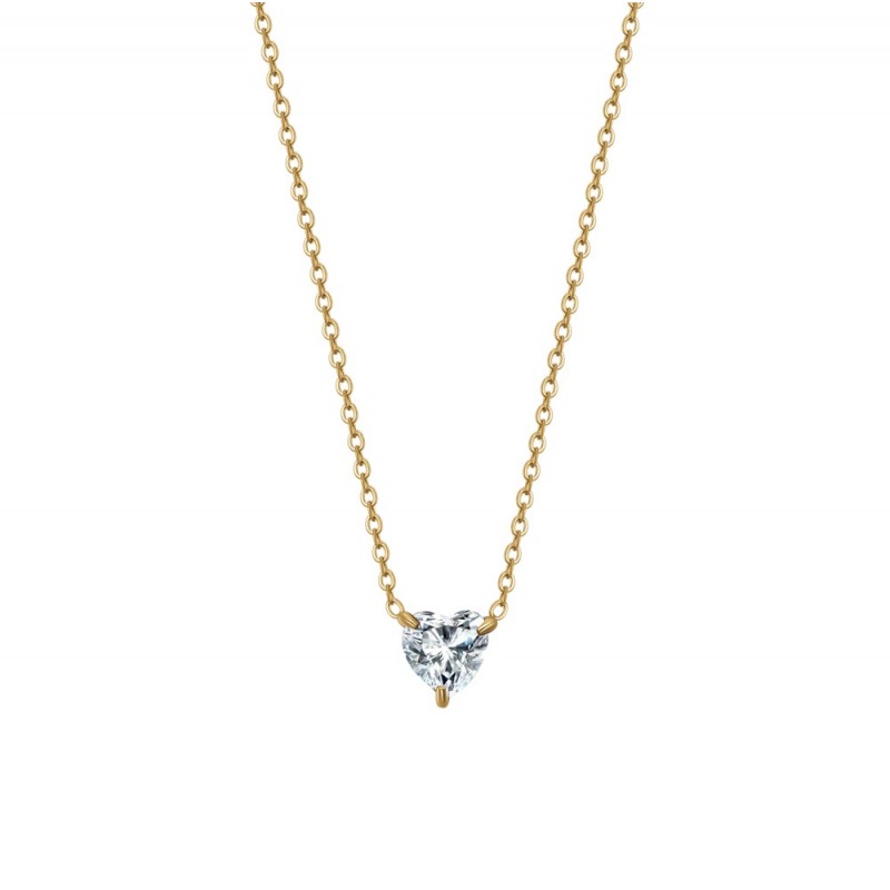 Collana Donna Luca Barra CK2095 In Acciaio Dorato Con Cristallo A Cuore