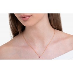 Collana Donna Luca Barra CK2096 In Acciaio Dorato Con Cristallo Rosa A Cuore