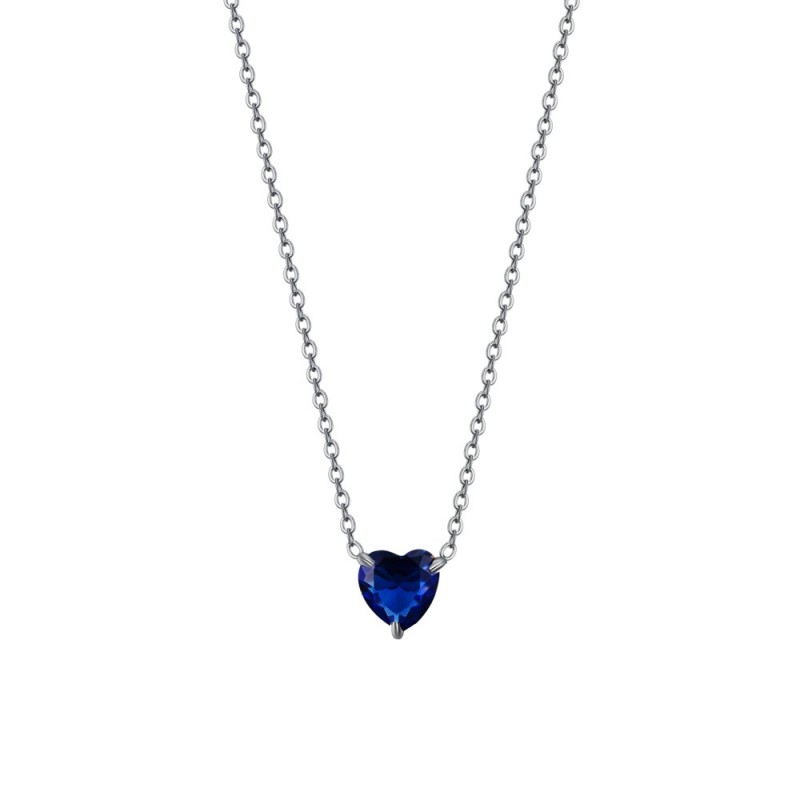 Collana Donna Luca Barra CK2092 In Acciaio Con Cristallo Blu A Cuore