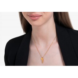 Collana Donna Luca Barra CK2082 In Acciaio Dorato Con Cornetto E Cuore