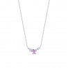 Collana Donna Luca Barra CK2109 In Acciaio Con Cristallo Rosa A Stella E Zirconi