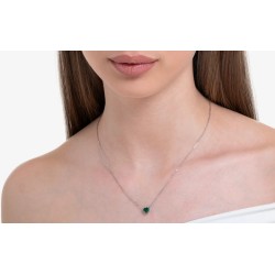 Collana Donna Luca Barra CK2093 In Acciaio Con Cristallo Verde A Cuore