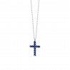 Collana Donna Luca Barra CK2089 In Acciaio Con Croce E Zirconi Blu
